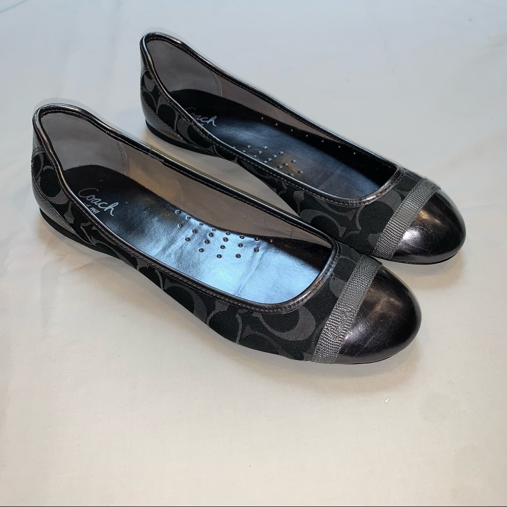 Flawless Coach black & silver flats Size 10B